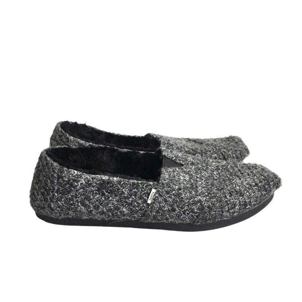 🔃Toms Classic Black Gray Tweed Slip On Loafer Flats - Picture 3 of 8